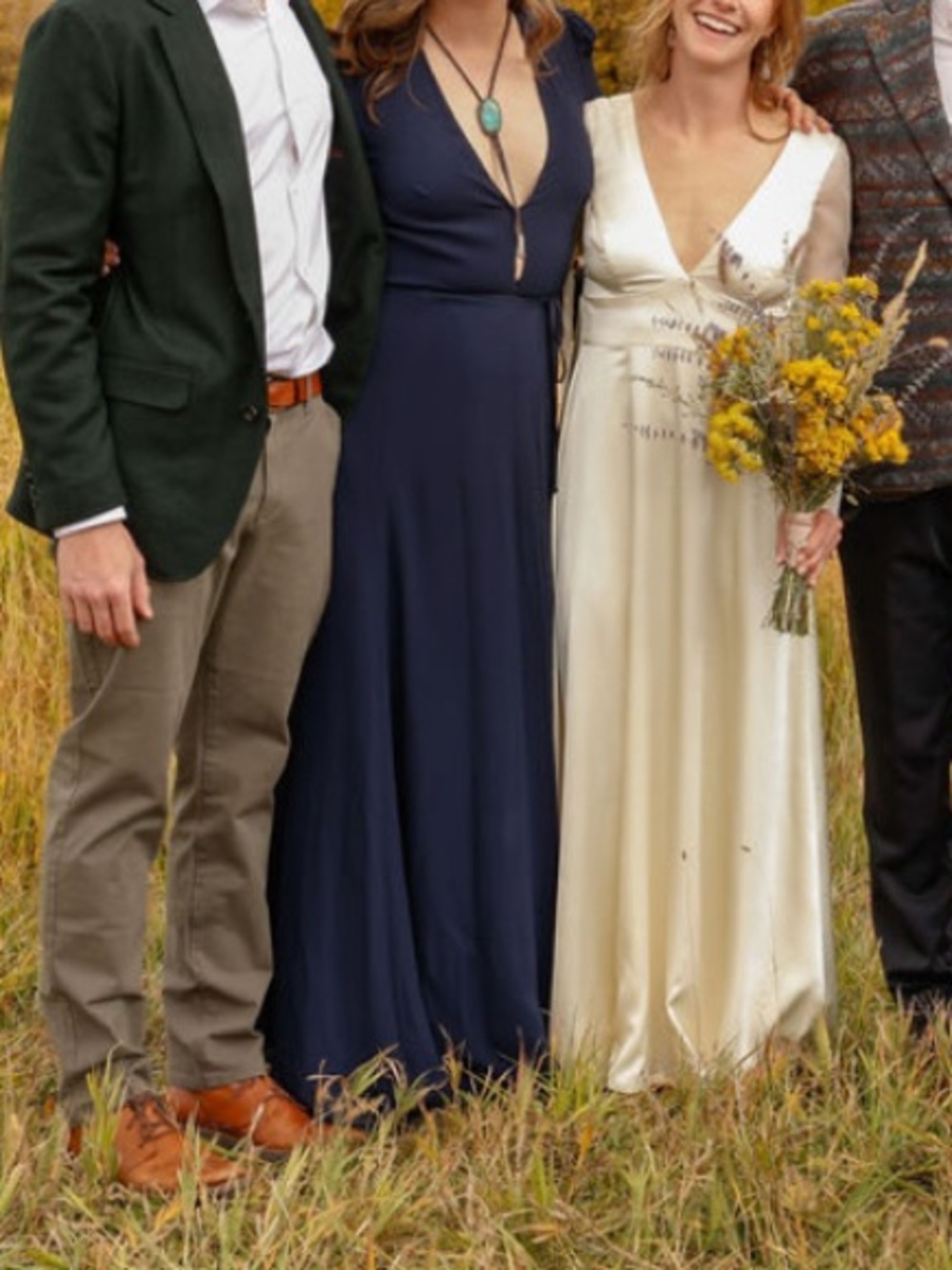 Reformation navy wedding guest dress